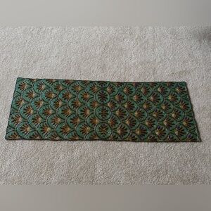 Beaded table runner centerpiece peacock tail